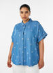 Chemise en lyocell aspect denim avec broderies florales, Bleu Clair, Model image number 0