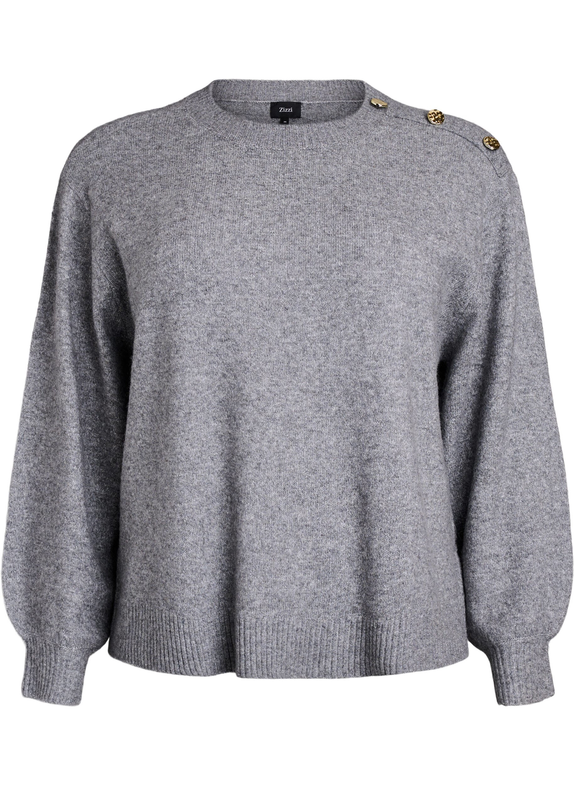 ZizziChemisier en maille avec boutons d&eacute;coratifs, Gris, Packshot image number 0