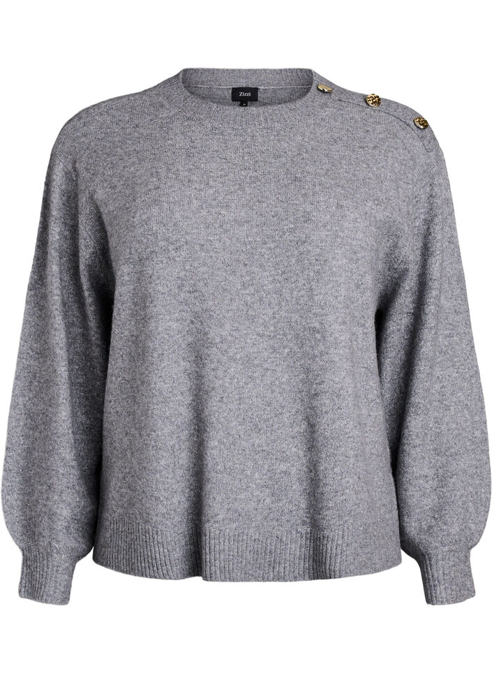 Chemisier en maille avec boutons d&eacute;coratifs, Gris, Packshot image number 0