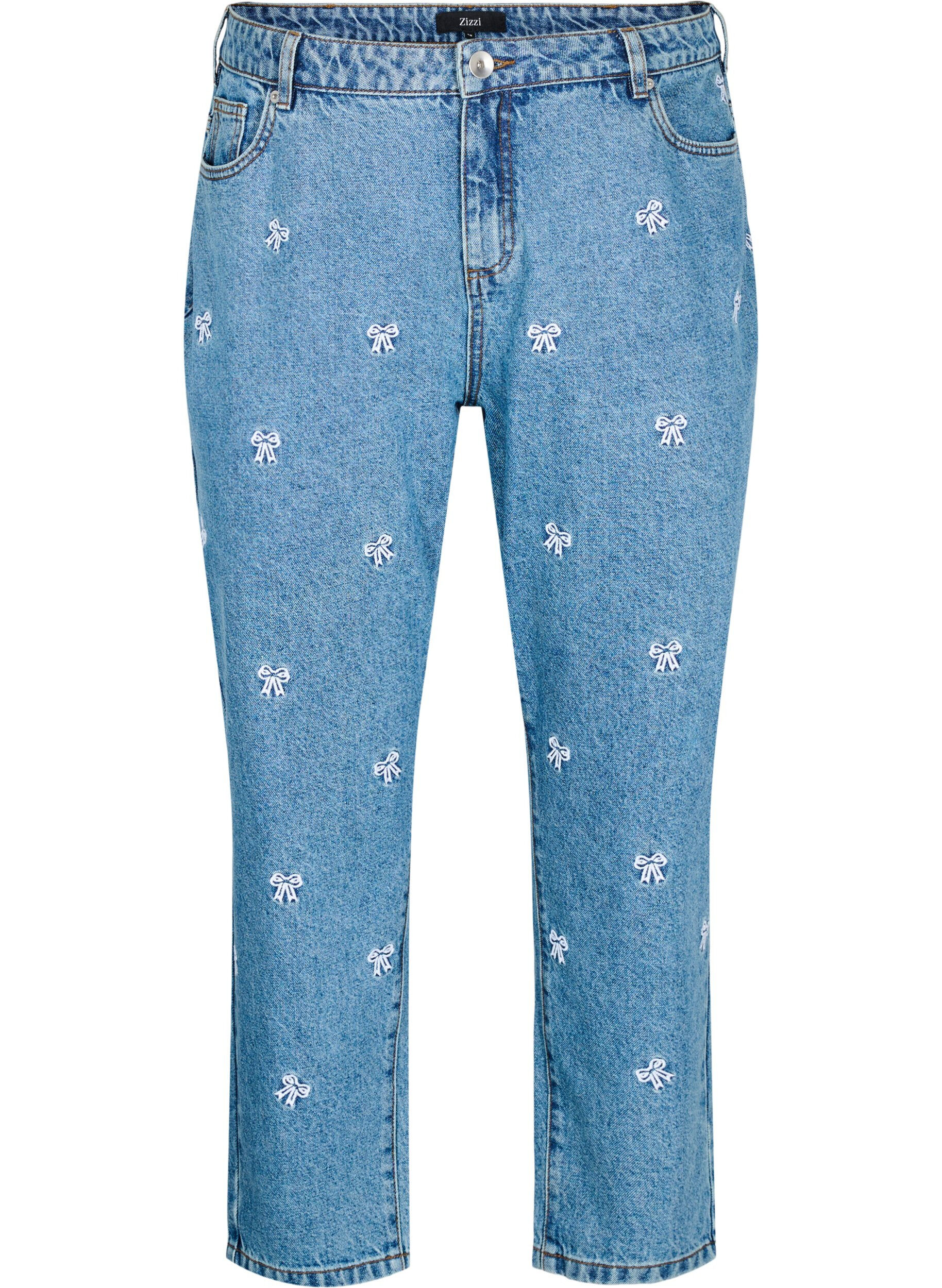 Zizzi Jeans Mille coupe Mom avec broderies, Bleu Clair, Packshot image number 0