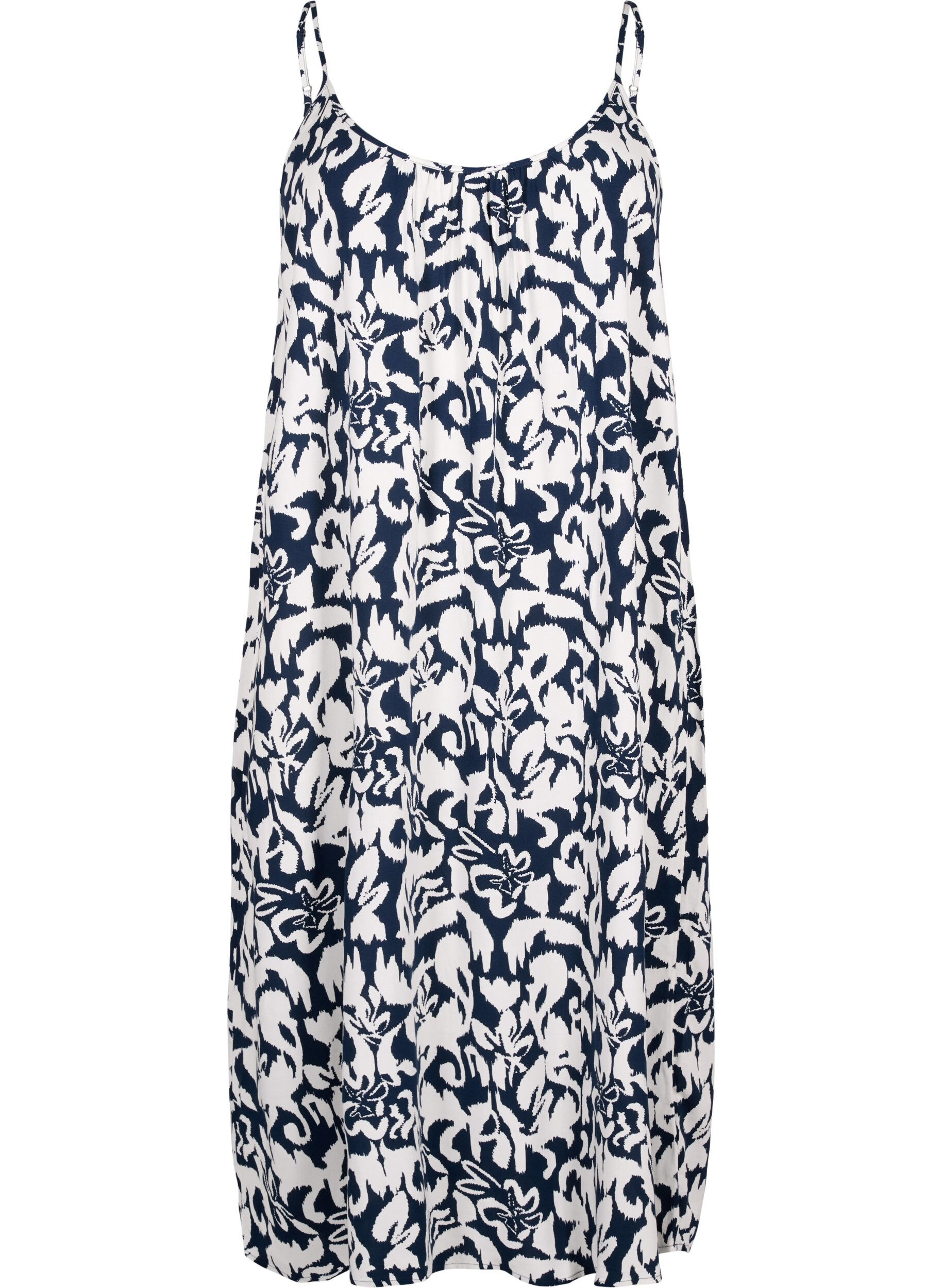 Zizzi Robe &agrave; bretelles en viscose avec imprim&eacute;, Navy Bl. Ethnic AOP, Packshot image number 0