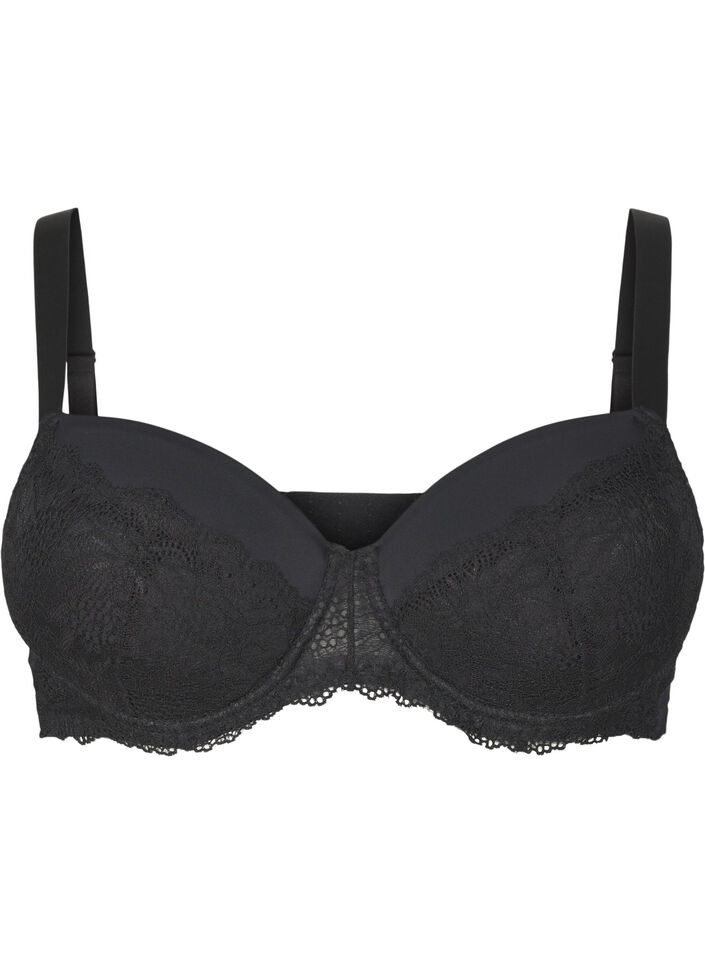Soutien-gorge avec dentelle et rembourrage, Noir, Packshot image number 0