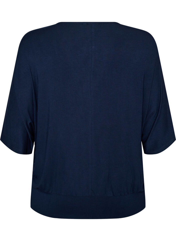Blouse en jersey avec des manches ballon au coude, Bleu, Packshot image number 1