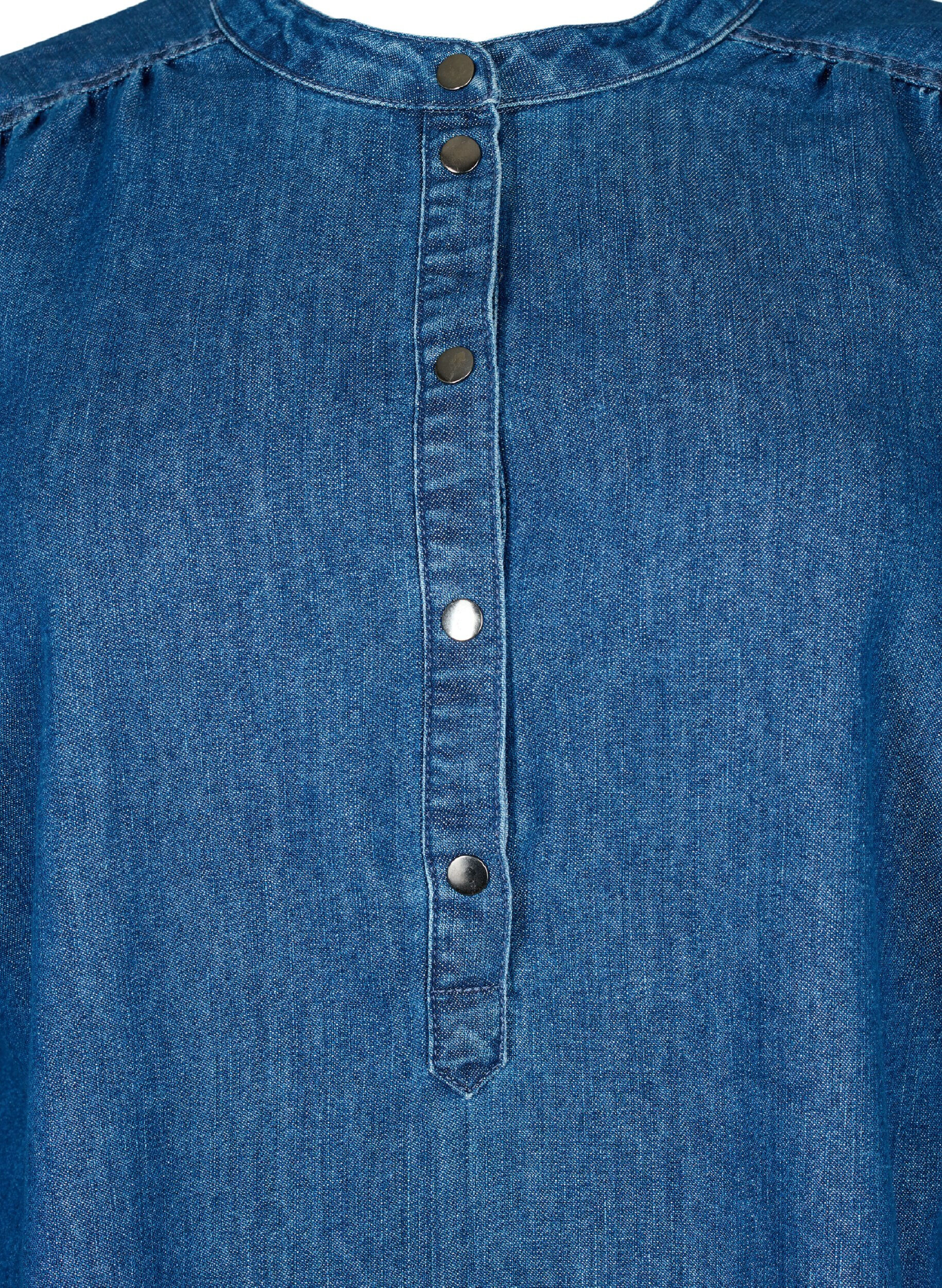 Zizzi Robe en jean &agrave; manches longues, Blue denim, Packshot image number 2
