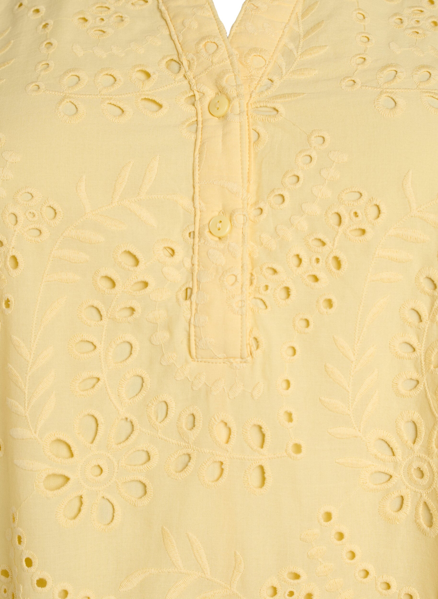 Zizzi Robe en broderie anglaise avec manches &agrave; volants, Jaune clair, Packshot image number 2
