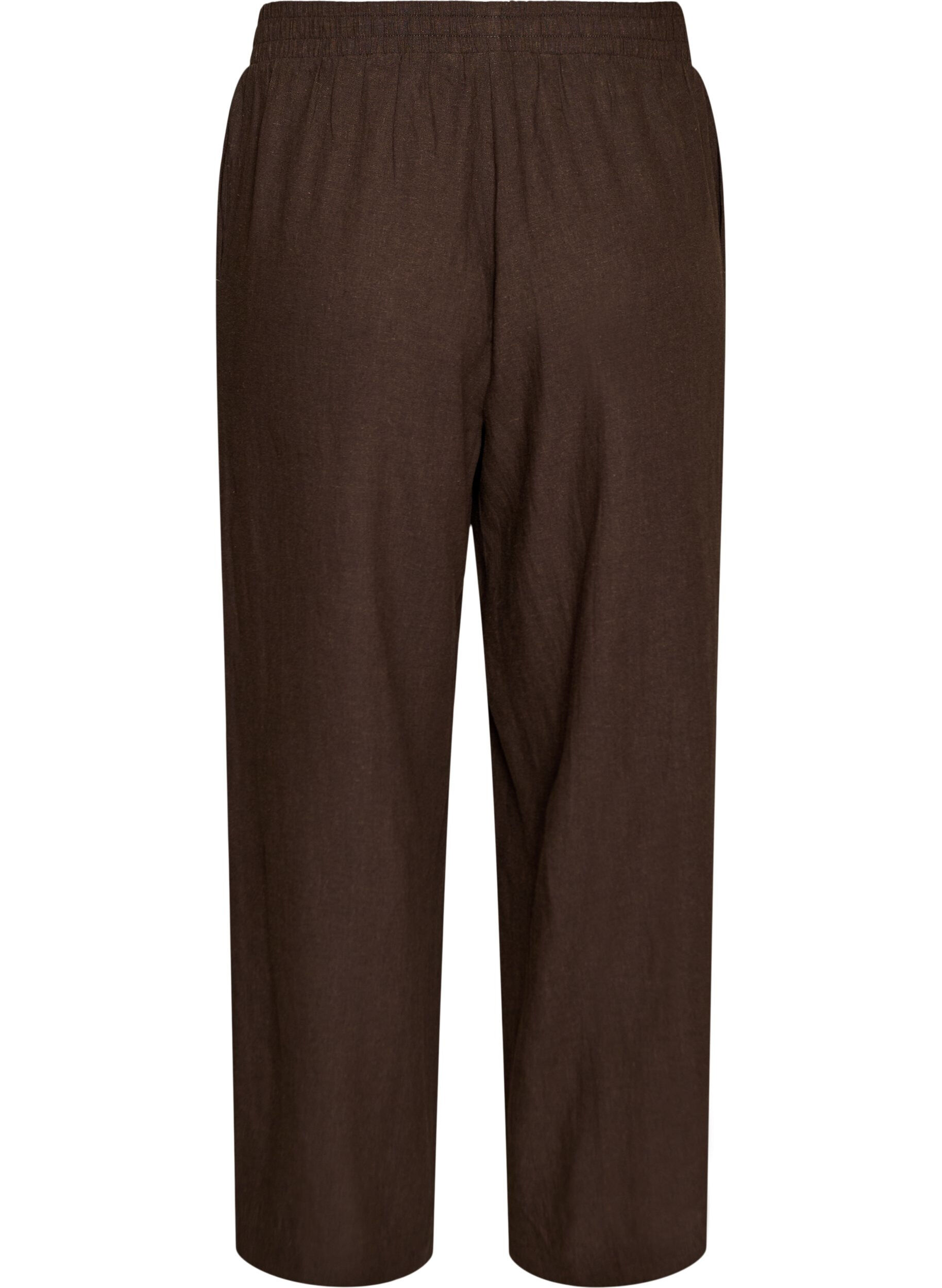 ZizziPantalon large en lin et viscose, Marron, Packshot image number 1