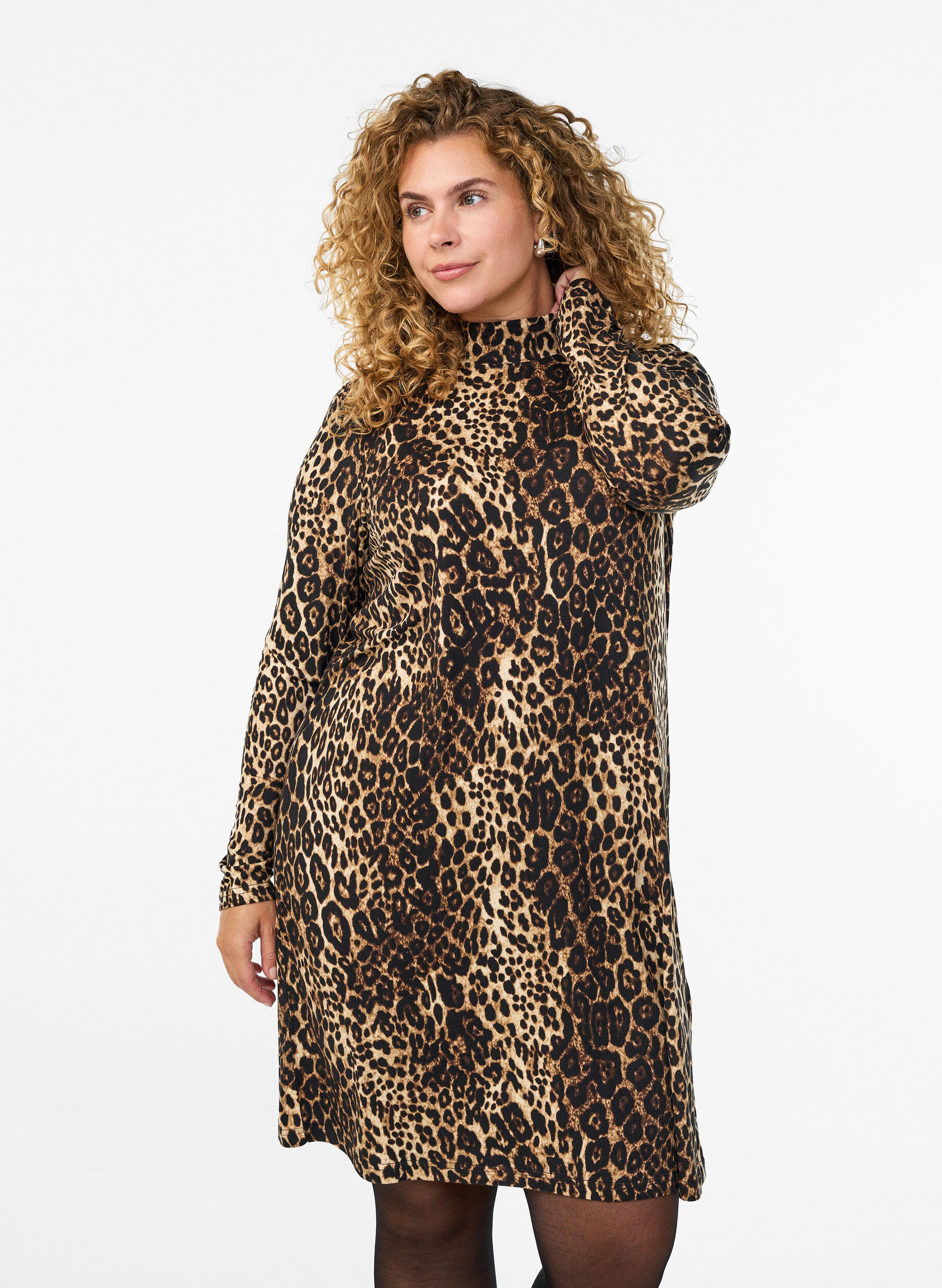 FLASH - Robe &agrave; manches longues avec col roul&eacute;, Noir, Model