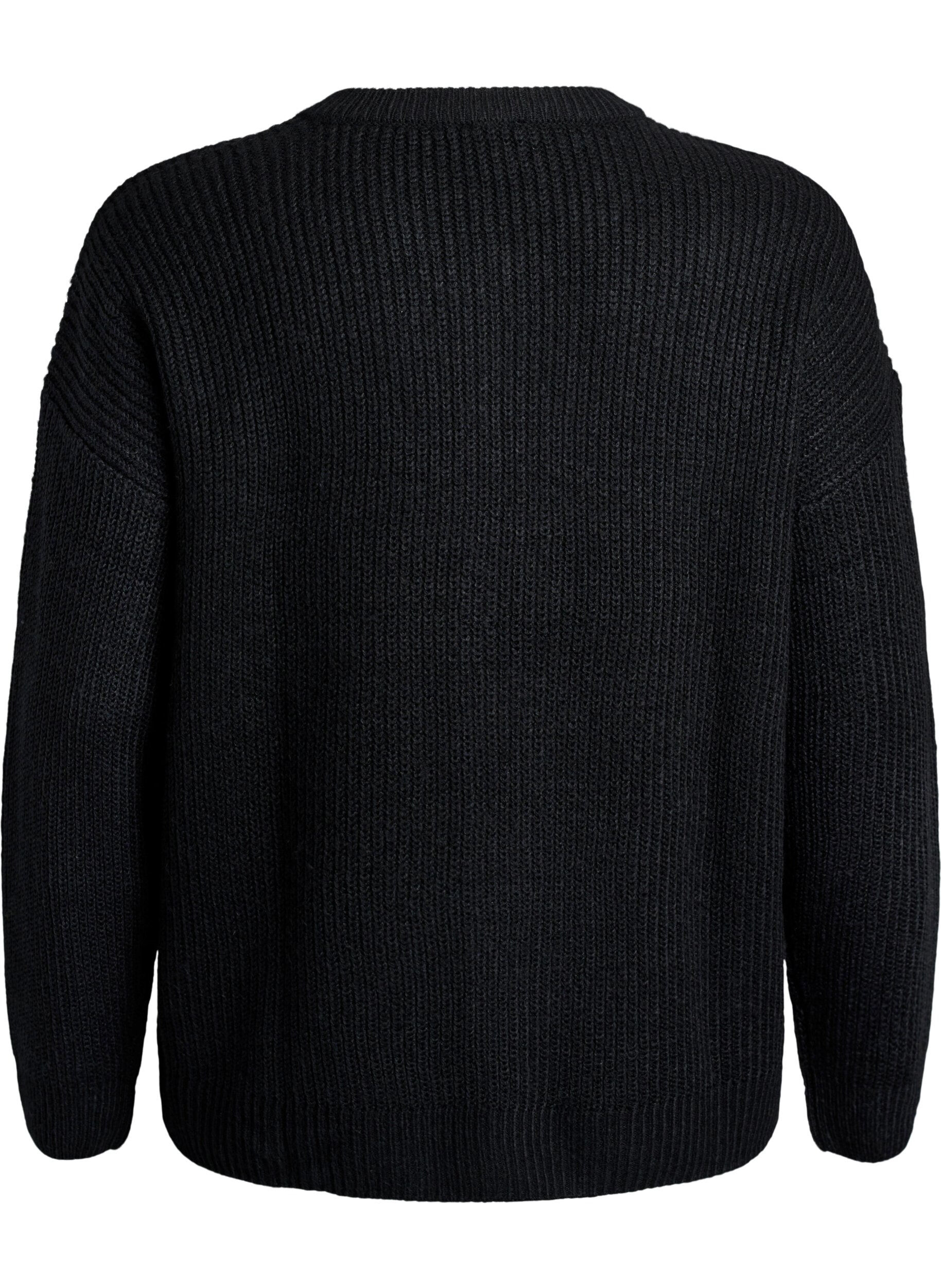 Zizzi FLASH - Cardigan en maille avec zip, Noir, Packshot image number 1