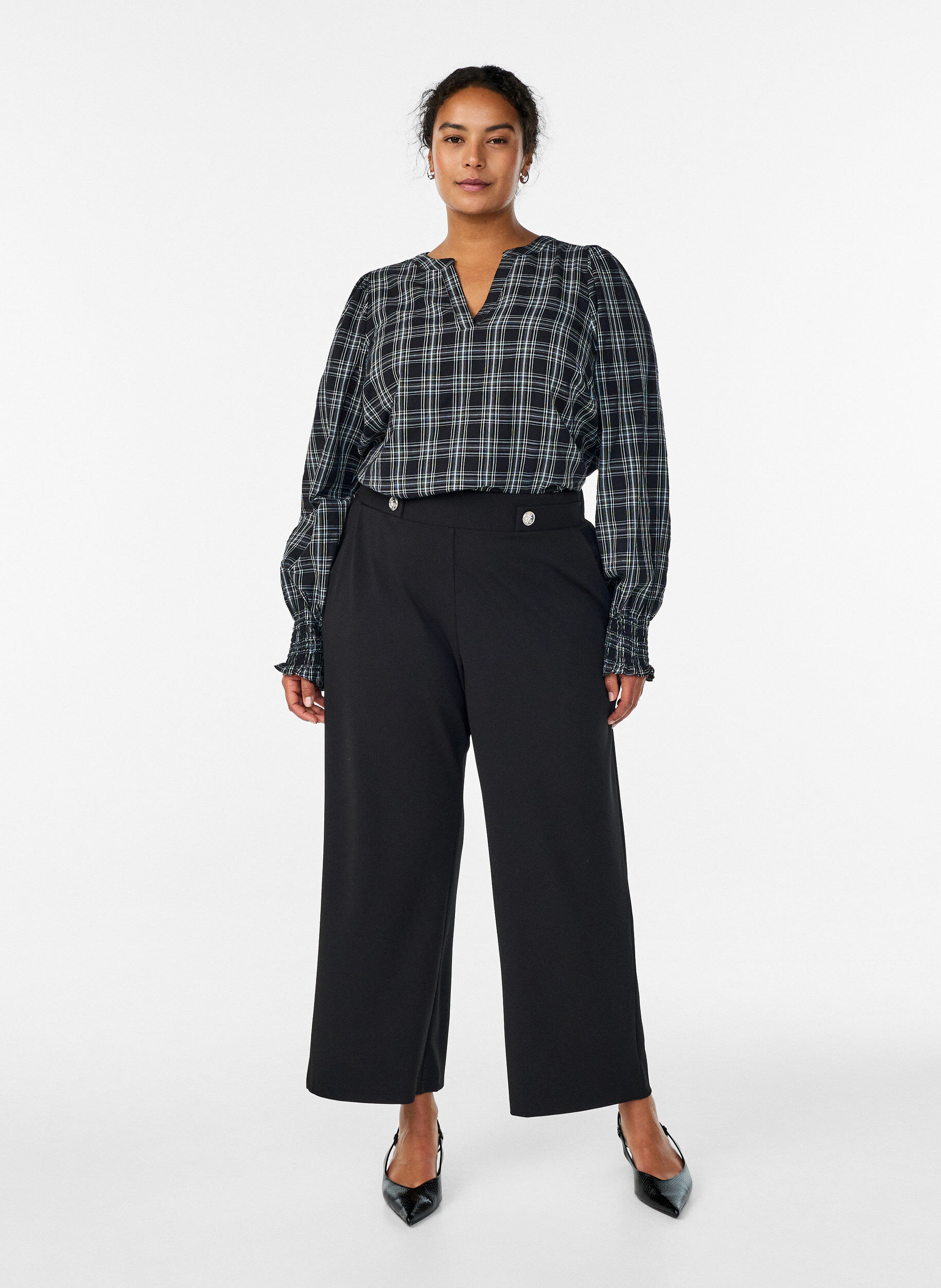 Pantalon ample avec poches, Noir, Model