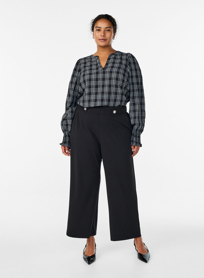 Pantalon ample avec poches, Noir, Model image number 0