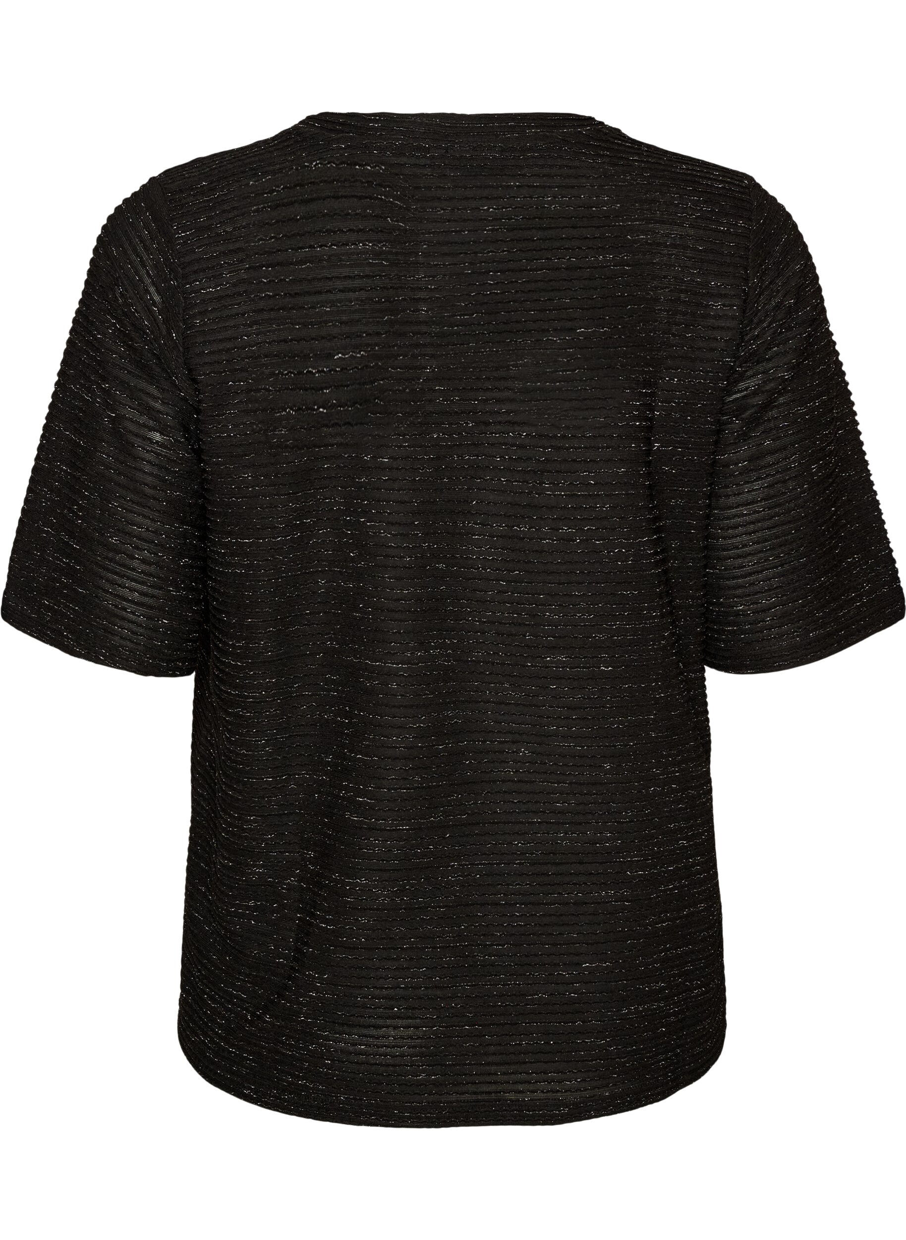 ZizziBlouse textur&eacute;e avec paillettes, Noir, Packshot image number 1