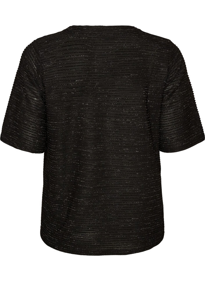 Blouse textur&eacute;e avec paillettes, Noir, Packshot image number 1