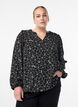 Blouse à manches longues avec broderie florale, Noir, Model image number 0