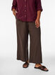 Pantalon large en lin et viscose, Marron, Model image number 2