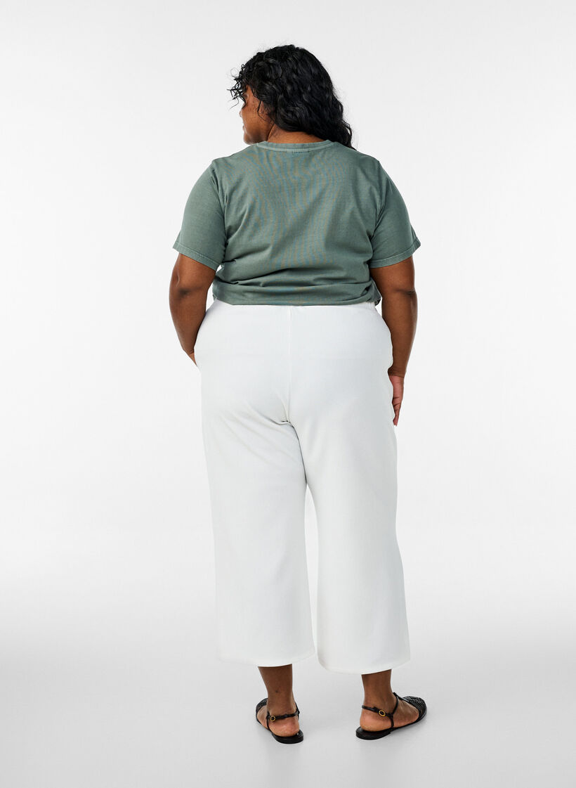 Pantalon ample en longueur 7/8, Blanc, Model image number 1