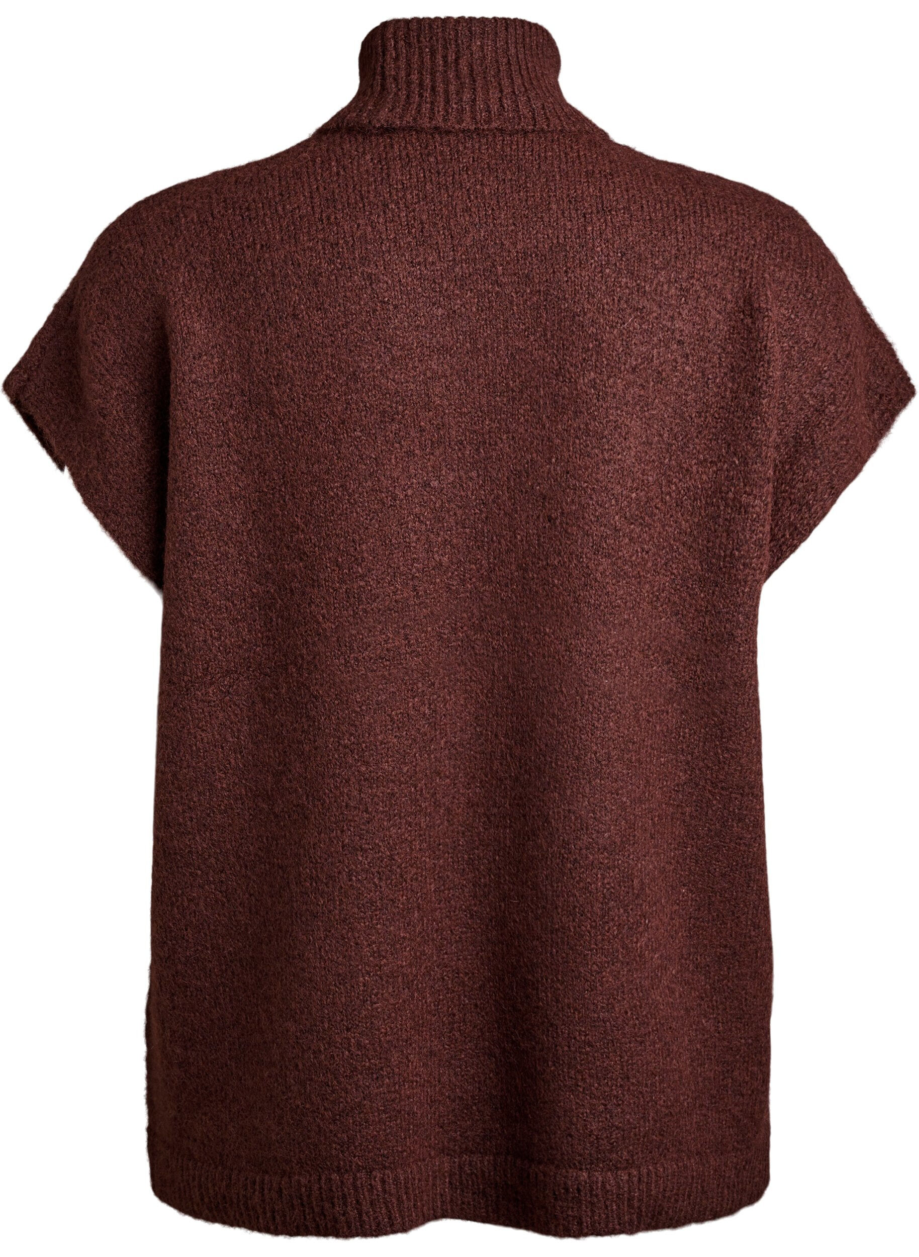 Zizzi Pull sans manches en maille &agrave; col roul&eacute;, Marron, Packshot image number 1