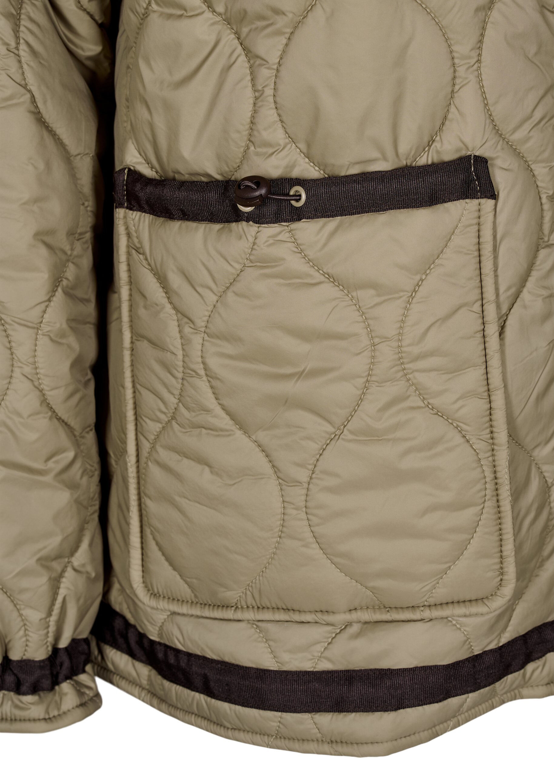 Zizzi Veste courte matelass&eacute;e avec d&eacute;tails contrastants, Beige, Packshot image number 3