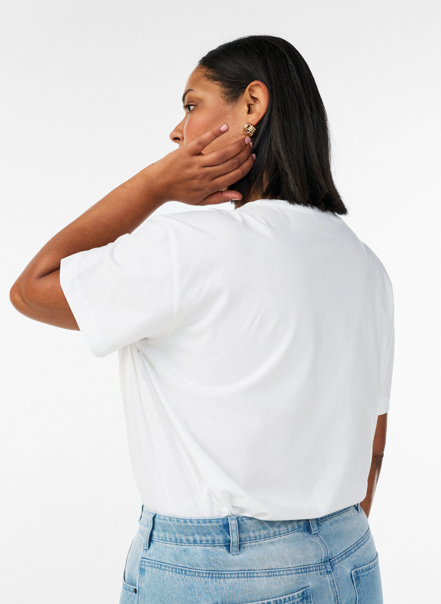 ZizziT-shirt en 100% coton avec manches courtes et imprim&eacute;, Blanc, Model image number 2