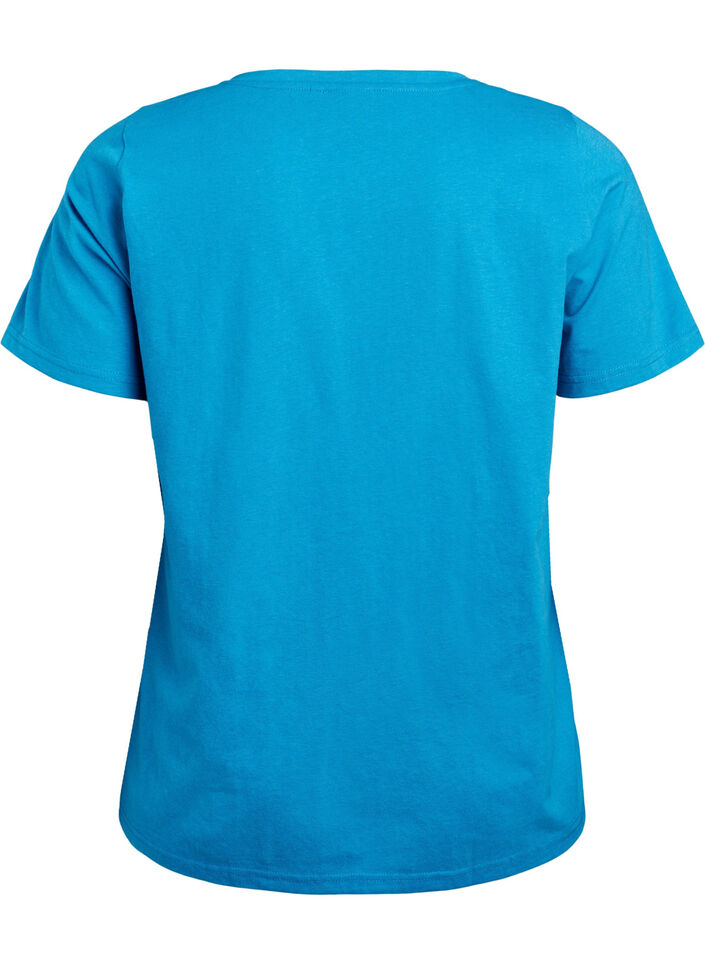 T-shirt col V, Bleu, Packshot image number 1
