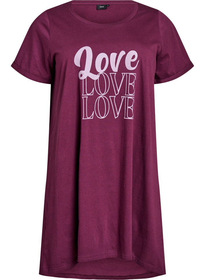 Chemise de nuit à manches courtes en coton biologique, Bordeaux foncé, Packshot image number 0