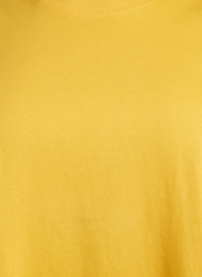 T-shirt basique en coton &agrave; col rond, Jaune, Packshot image number 2