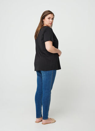 T-shirt en coton manches courtes, Black w. Love, Model image number 1