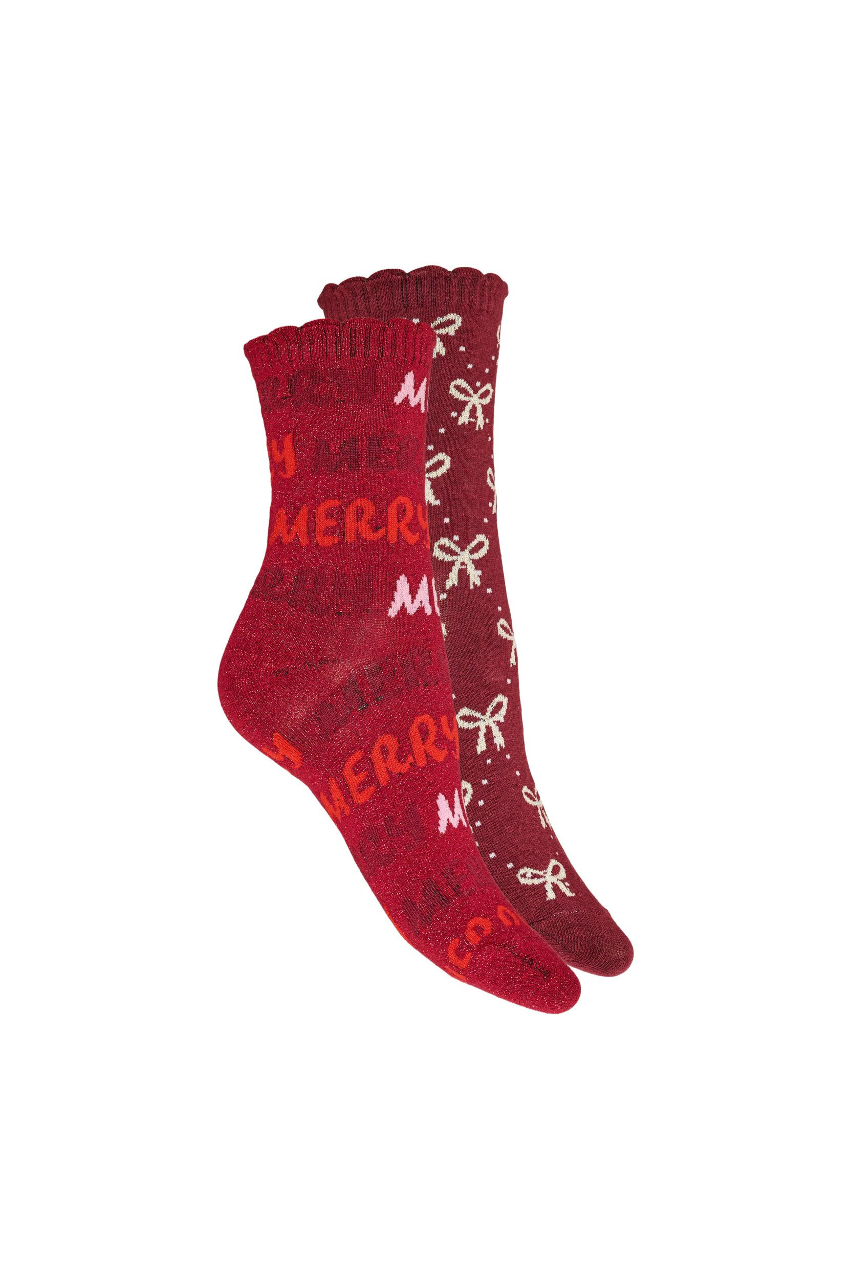 ZizziLot de 2 paires de chaussettes de No&euml;l, Rouge, Packshot image number 1