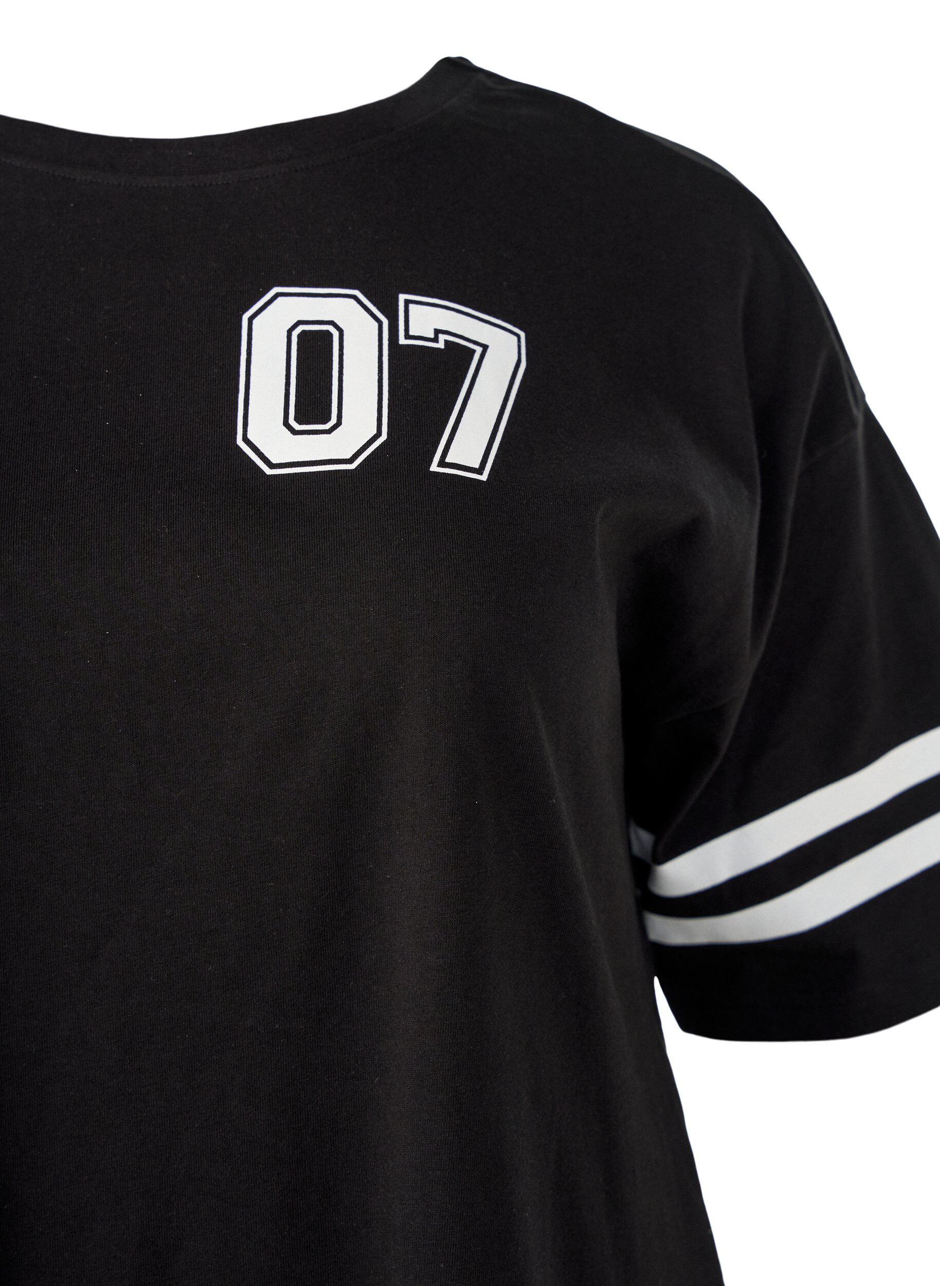ZizziRobe T-shirt courte avec d&eacute;tails sportifs, Noir, Packshot image number 2