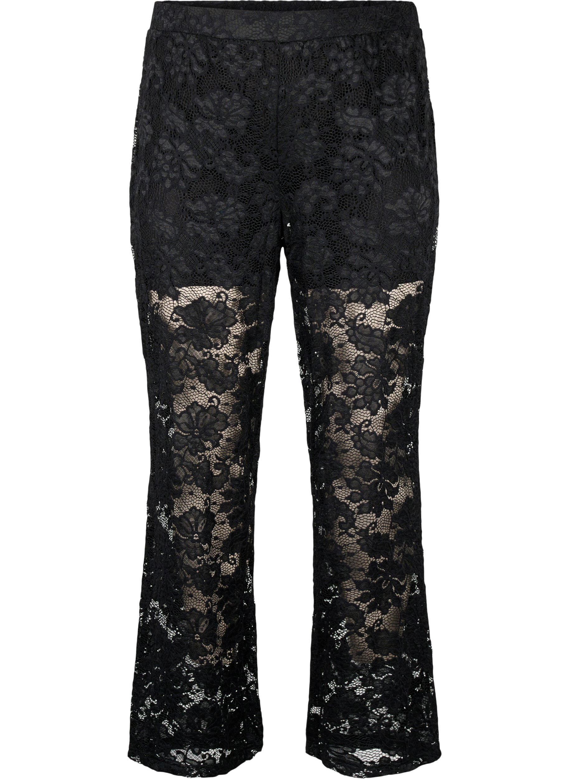 Zizzi Pantalon &agrave; lacets avec coupe droite, Black, Packshot image number 0
