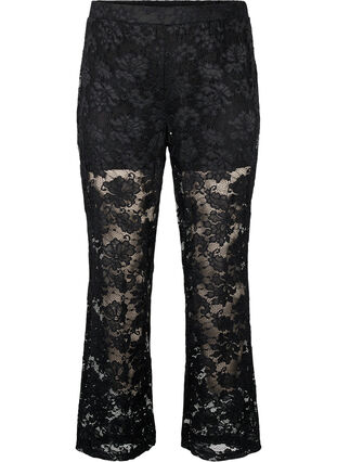 Pantalon à lacets avec coupe droite, Black, Packshot image number 0