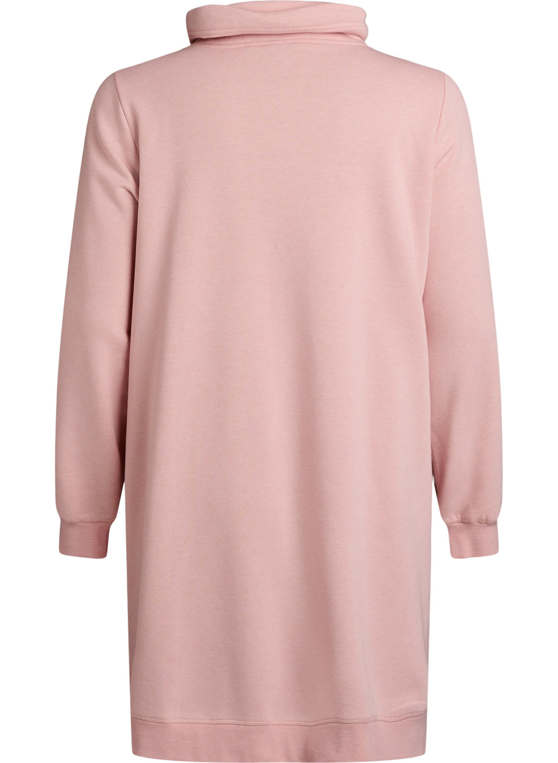 Zizzi FLASH - Robe sweat-shirt courte &agrave; col montant et poches, Rose poudr&eacute;e, Packshot image number 1