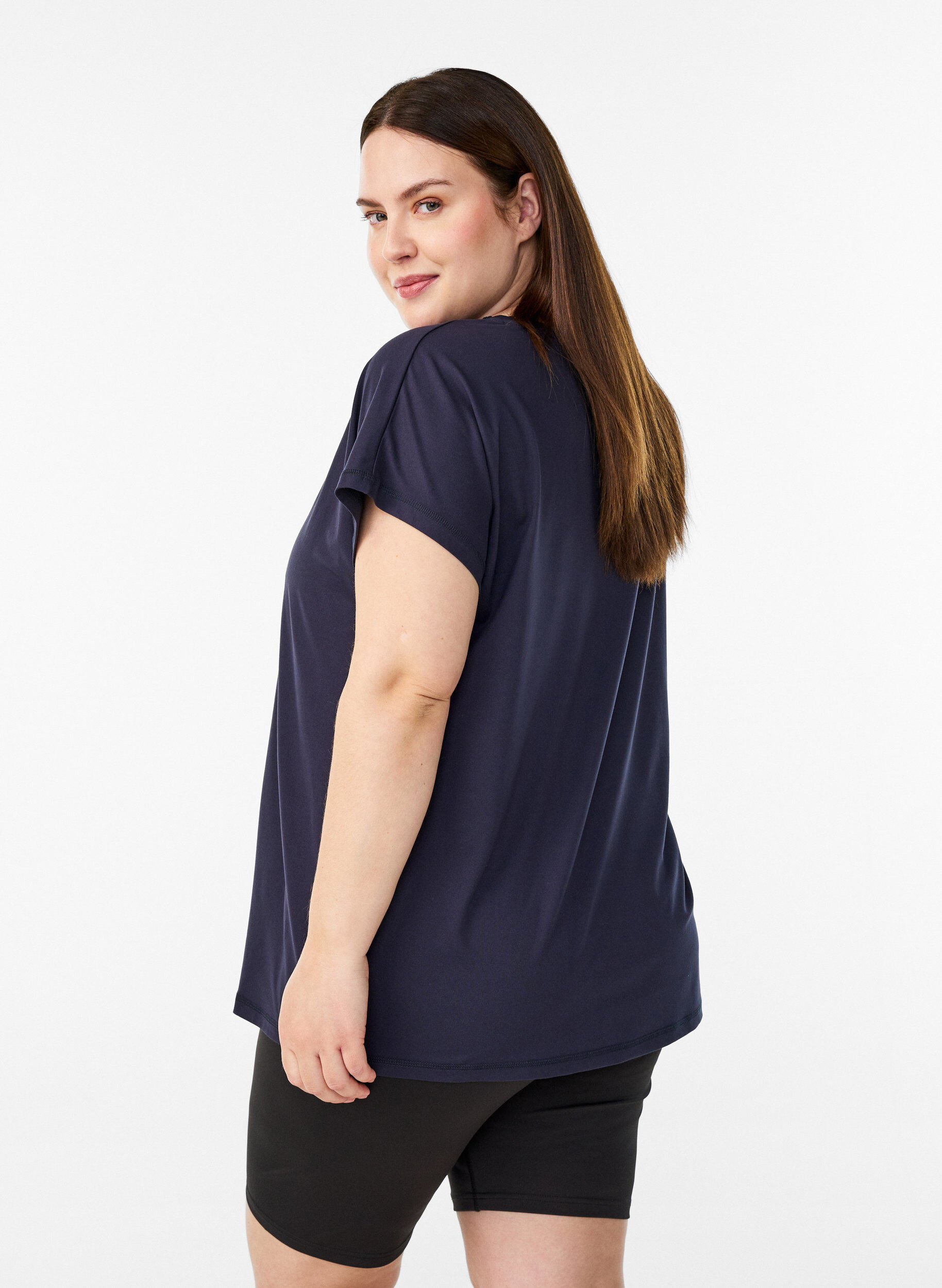 Zizzi T-shirt de sport couleur unie, Bleu, Model image number 2