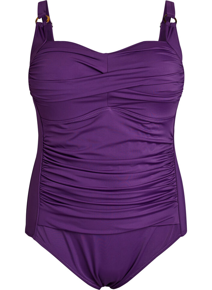 Maillot de bain drapé avec bonnets rembourrés, Violet, Packshot image number 0