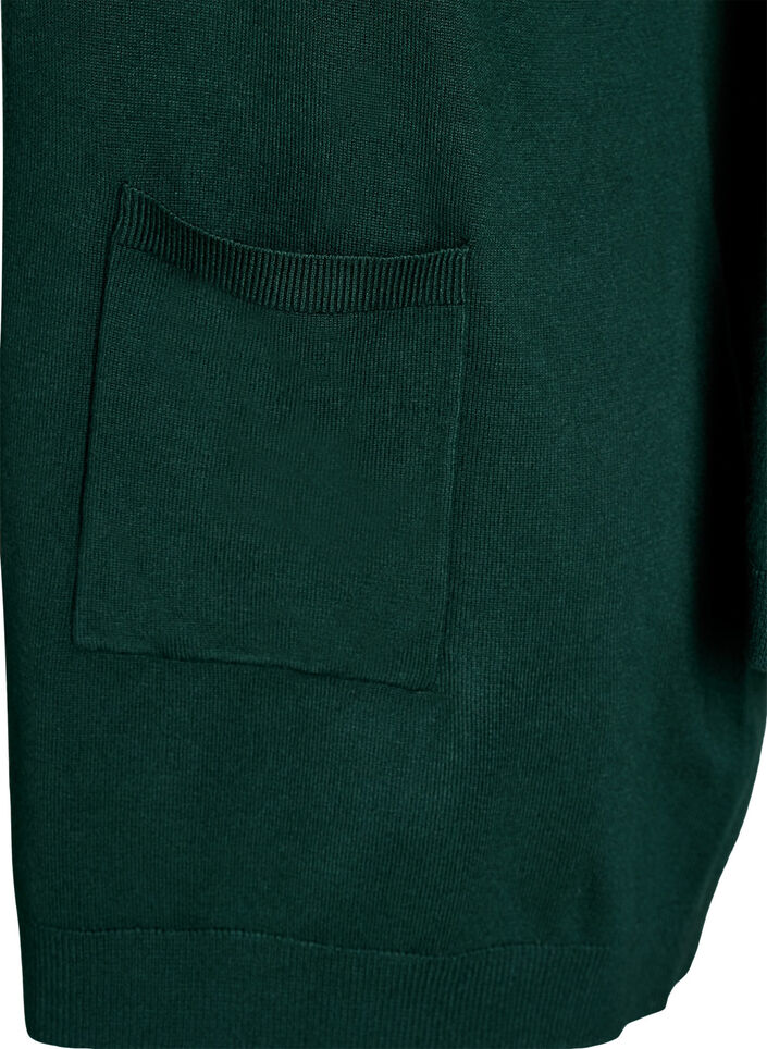 Long cardigan tricot&eacute; en m&eacute;lange de viscose, Vert fonc&eacute;, Packshot image number 2