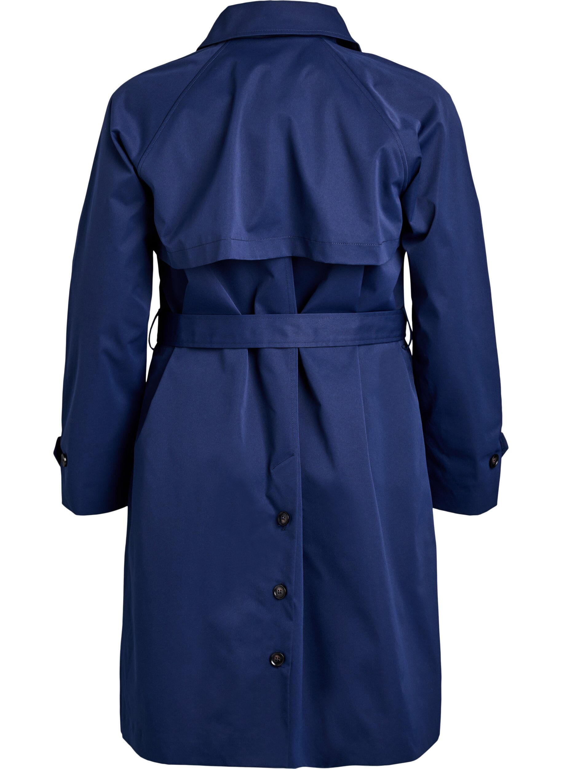 Zizzi Trench-coat avec ceinture et fentes, Bleu, Packshot image number 1