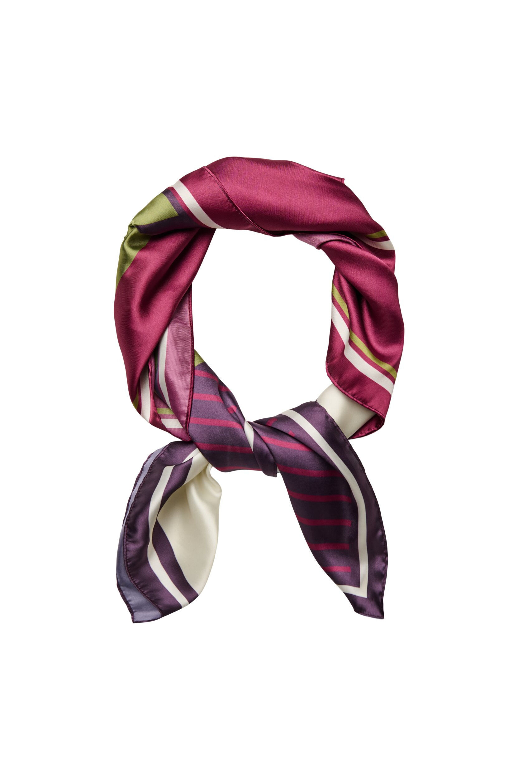 Foulard carr&eacute; &agrave; l&rsquo;aspect satin avec un motif