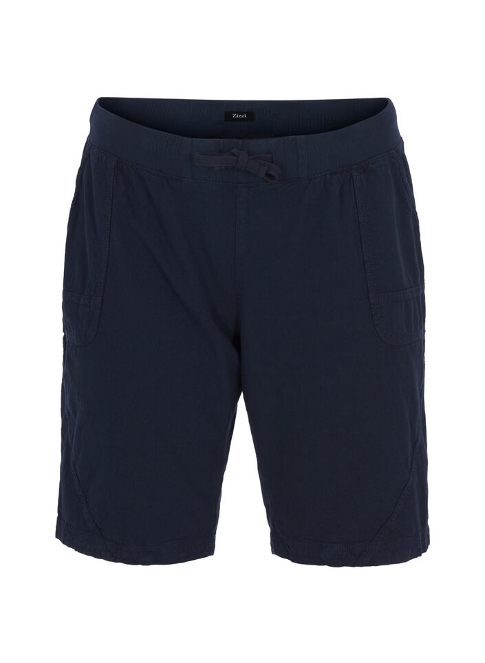 Short en coton ample avec poches, Bleu, Packshot image number 0
