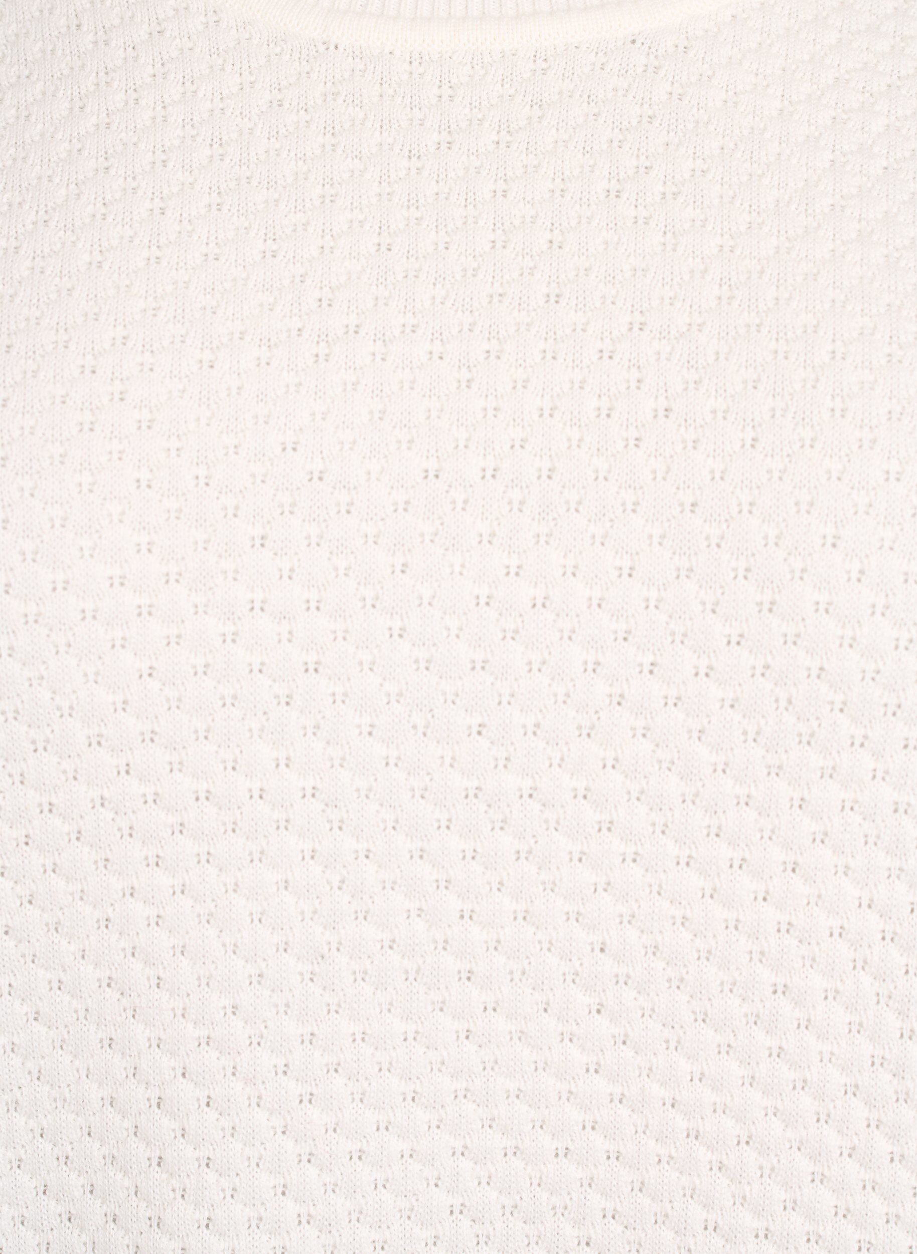 Zizzi Blouse en maille de coton &agrave; motif textur&eacute;, Vanille, Packshot image number 2