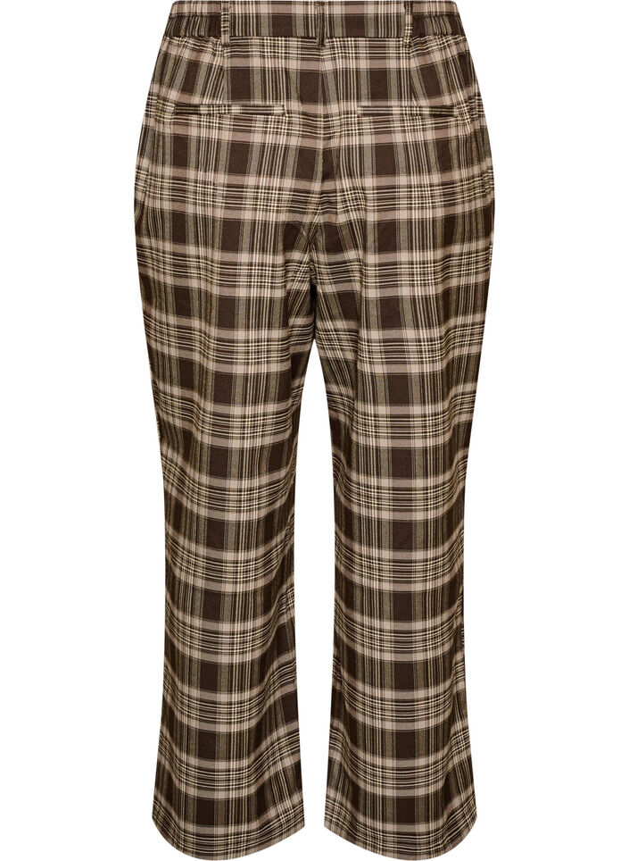 Pantalon &agrave; carreaux &agrave; jambes amples, Marron, Packshot image number 1