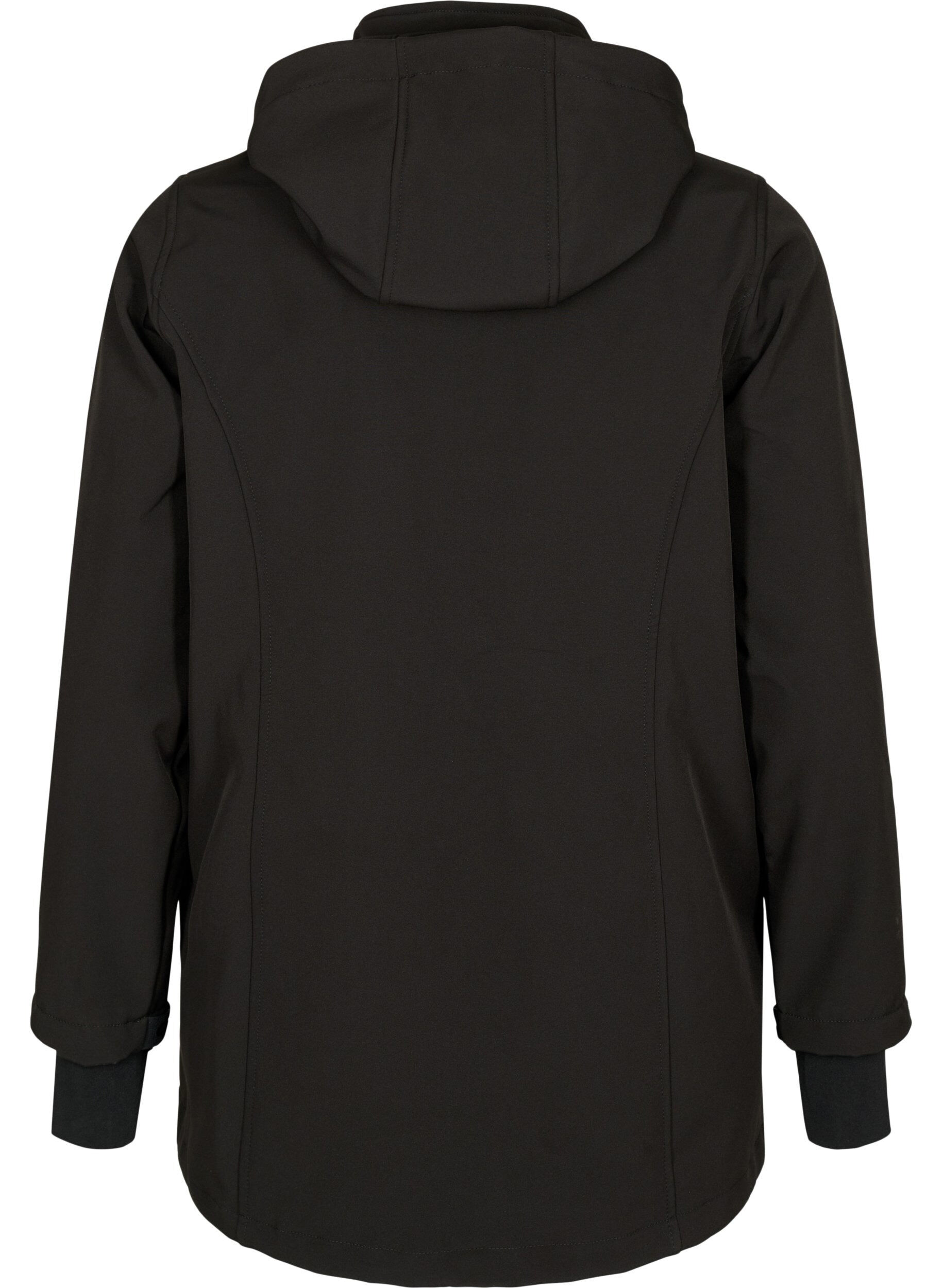 Zizzi Veste courte softshell avec capuche amovible, Noir, Packshot image number 1