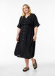 Robe midi en lin et viscose fendue sur le devant, Noir, Model image number 0