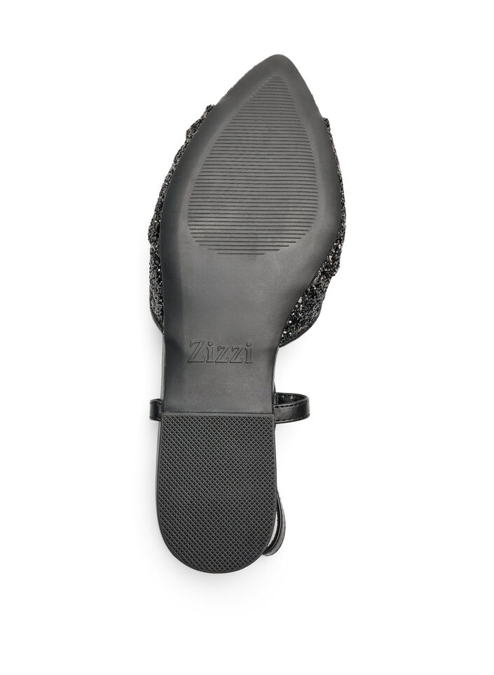Escarpin slingback paillet&eacute; avec n&oelig;ud, Noir, Packshot image number 4