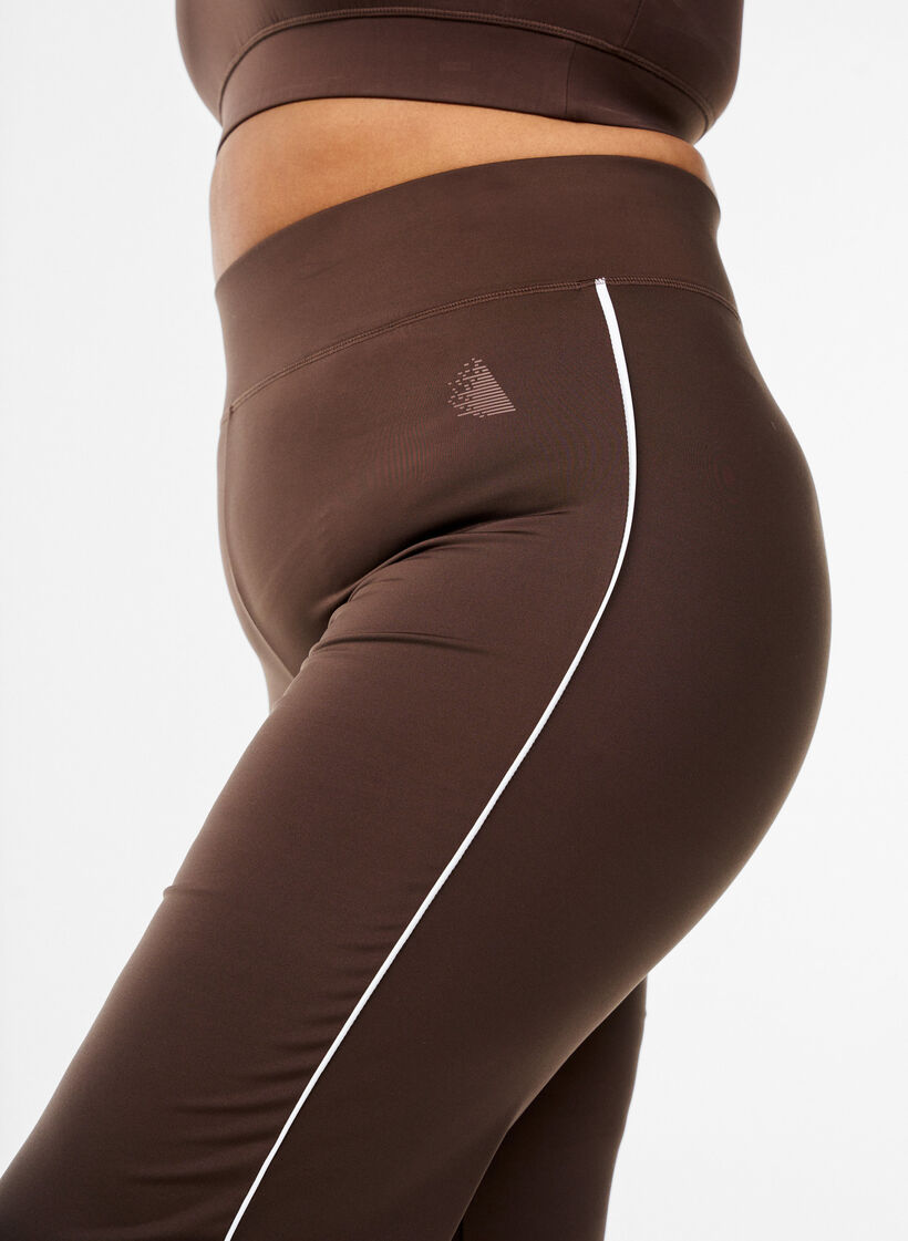 Pantalon de sport évasé avec liseré contrastant, Marron, Model image number 2