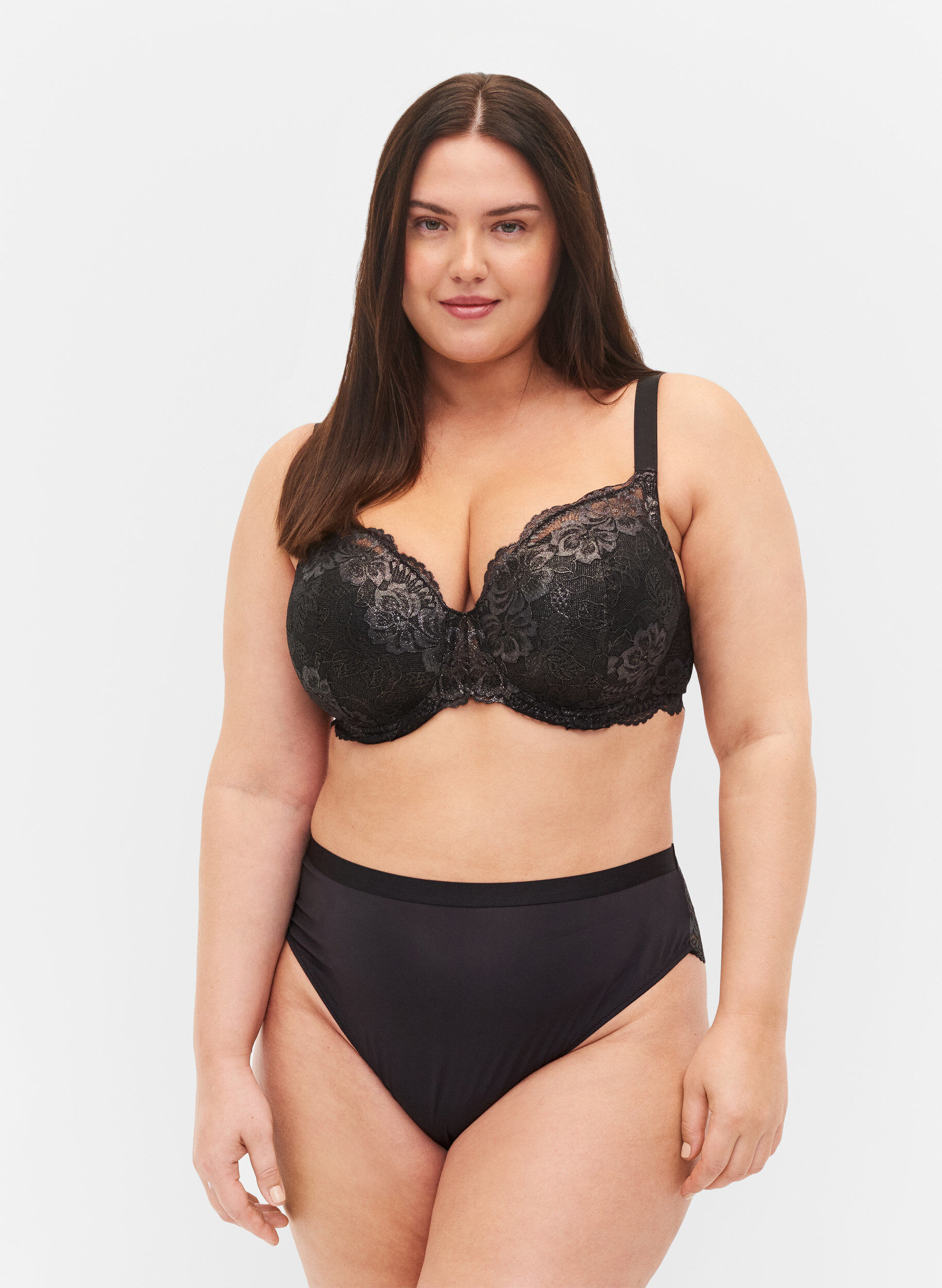 Zizzi Culotte avec dentelle, Black, Model image number 0