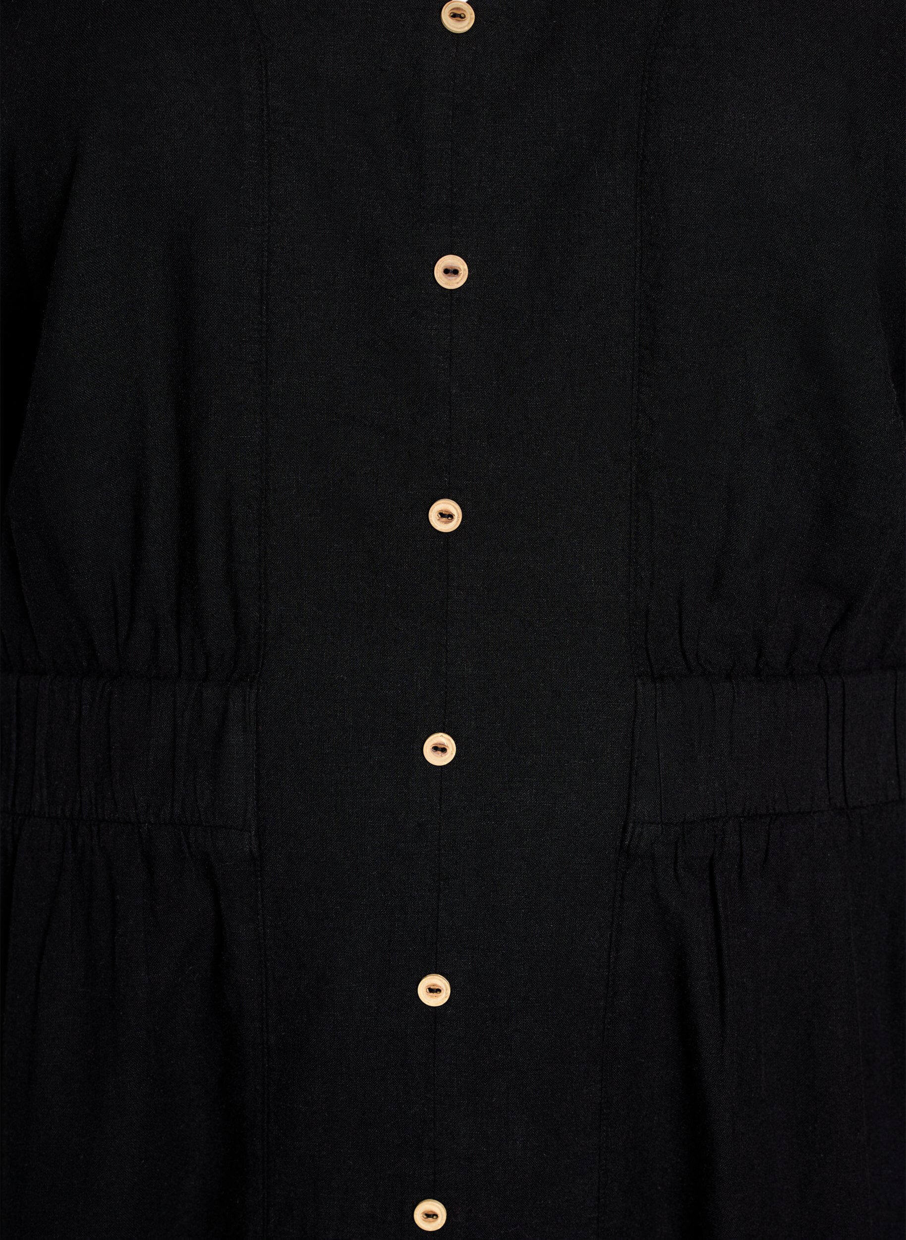 Zizzi Robe midi en lin et viscose fendue sur le devant, Noir, Packshot image number 2