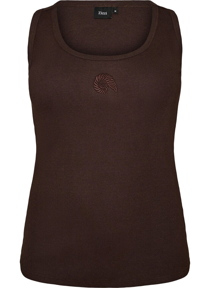 Haut ajust&eacute; avec motif, Marron, Packshot image number 0