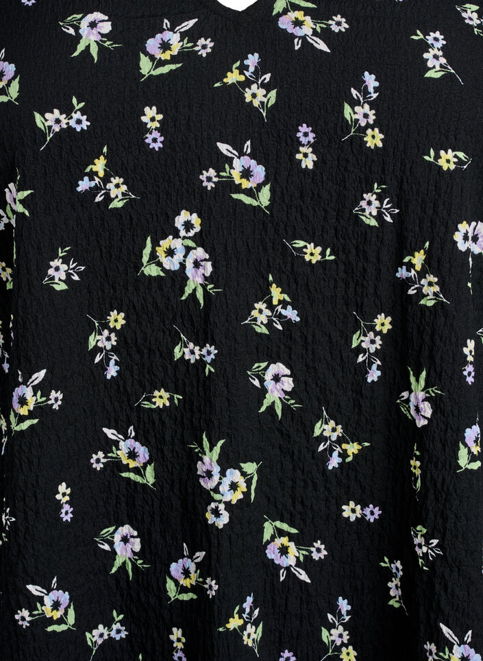 Robe &agrave; manches courtes avec col en V, Noir, Packshot image number 2