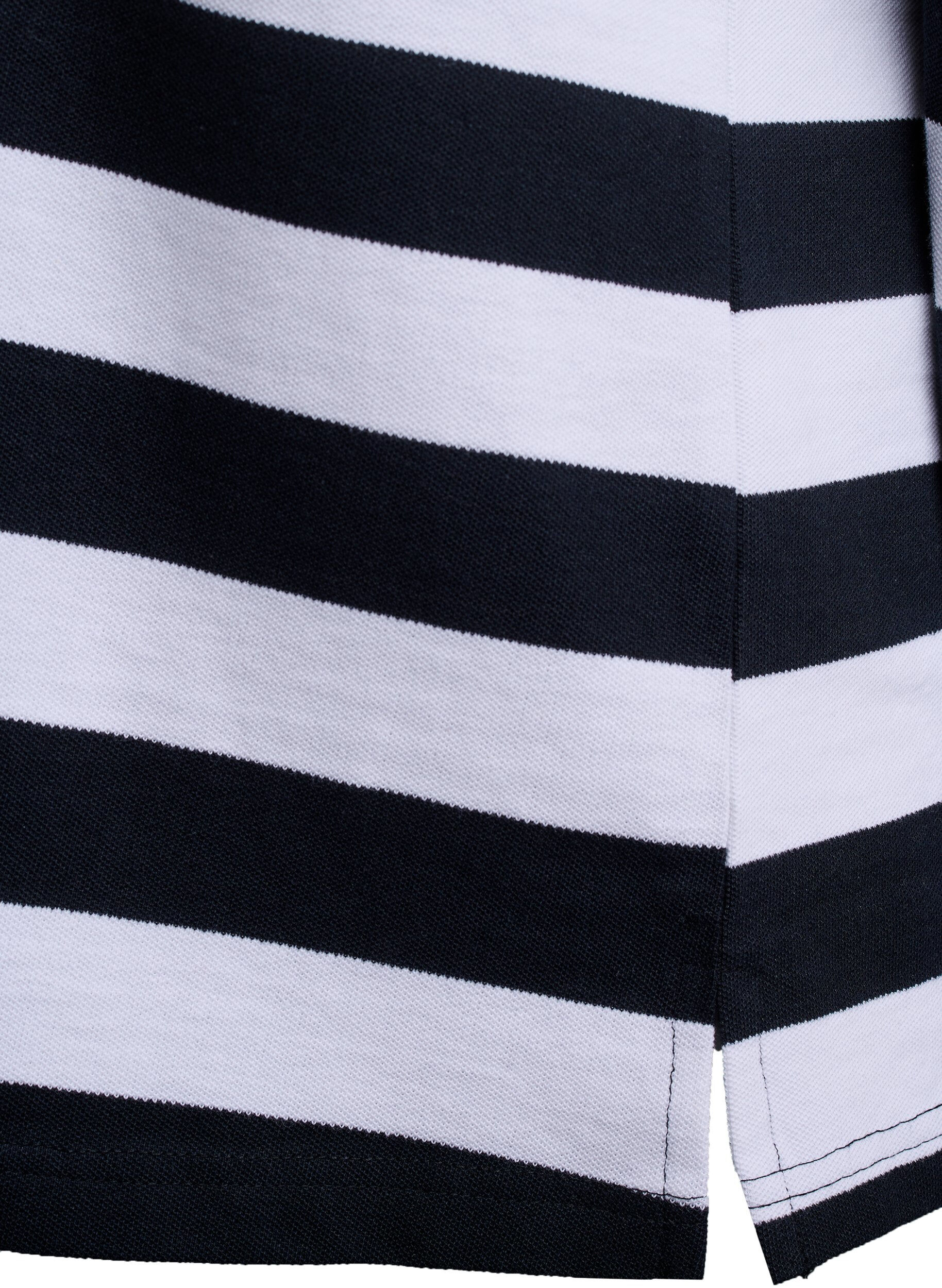 Zizzi Polo ray&eacute; &agrave; manches longues, Noir, Packshot image number 3