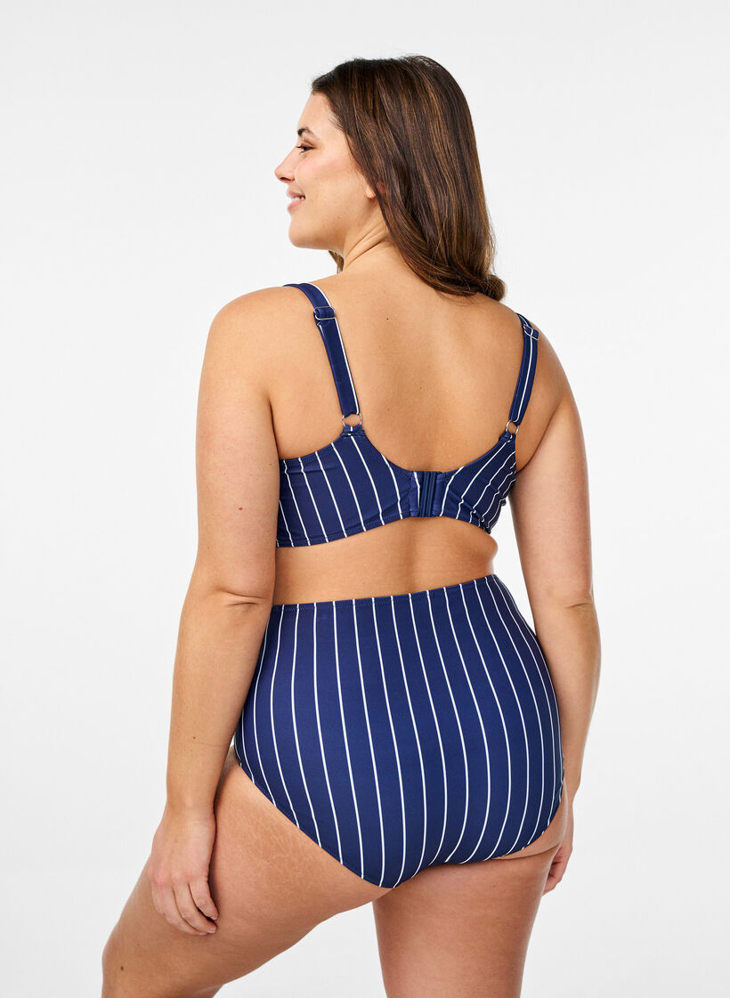 Haut de bikini rembourré et imprimé, Bleu, Model image number 2