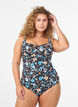 Maillot de bain rembourr&eacute; avec imprim&eacute;, Bleu, Model image number 0